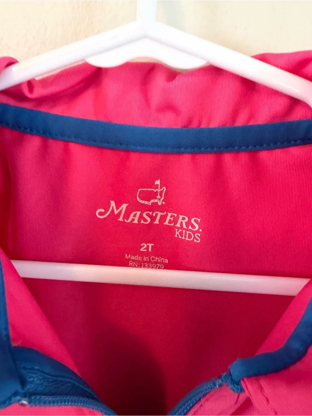 Masters Bright Pink Girls Sleeveless Polo with Blue Zip